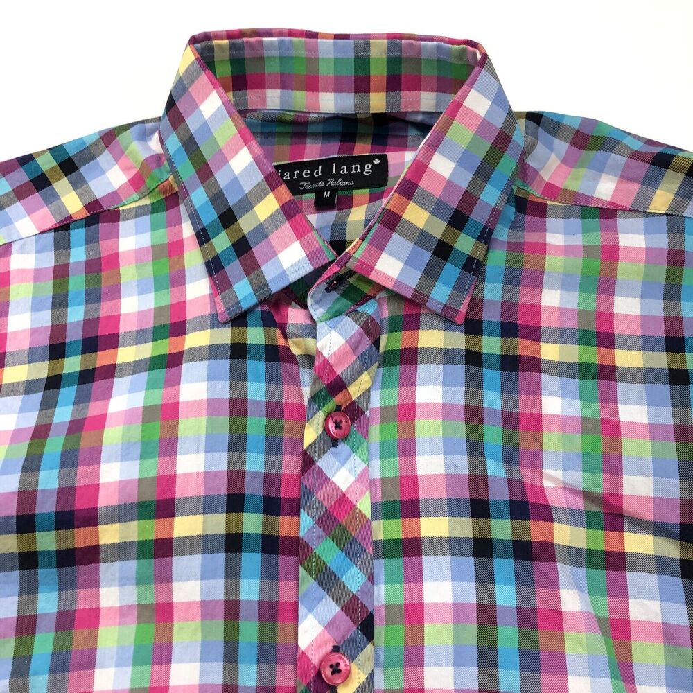 Jared Lang Medium Colorful Button Long Sleeve Cot… - image 1